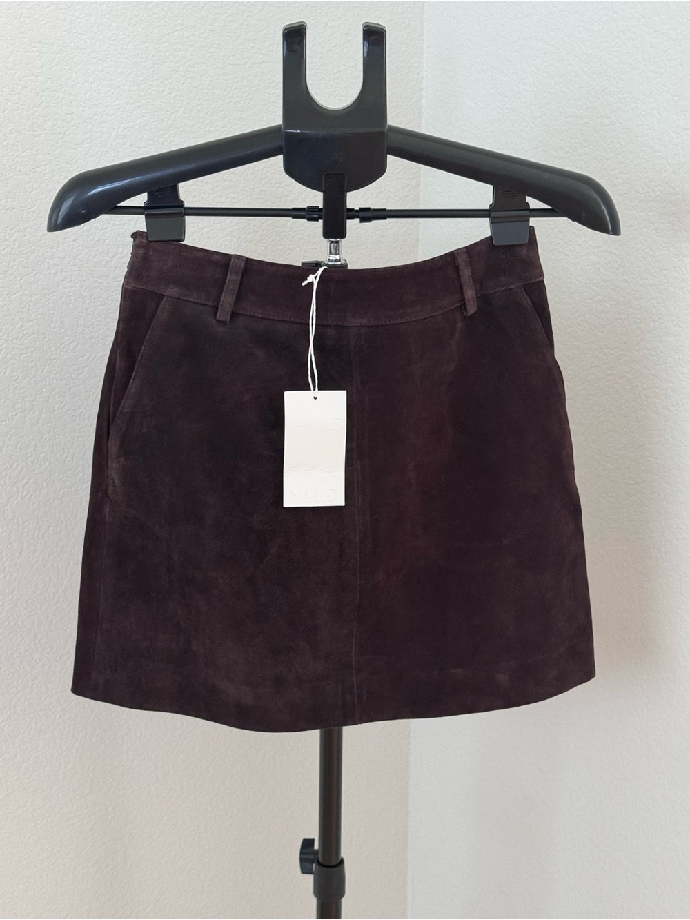 Women's Dark Brown Real Suede Mini Skirt - Classic A-Line